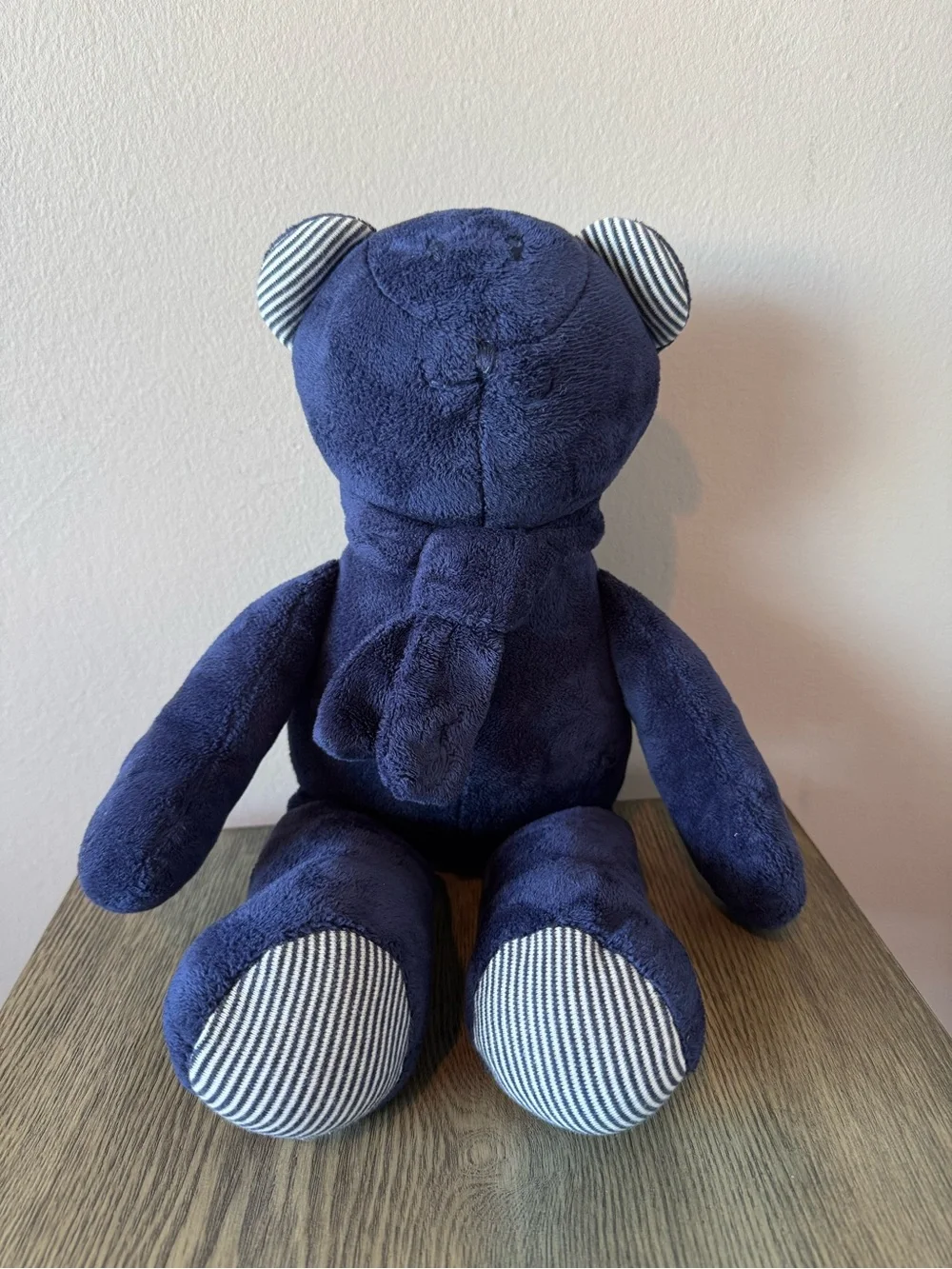 Ralph Lauren Baby All Navy Striped Plush Collector Bear Matching Scarf with Pony